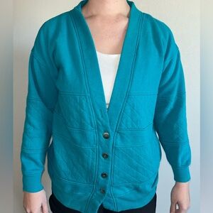 Vintage White Stag Turquoise Cardigan Sweater